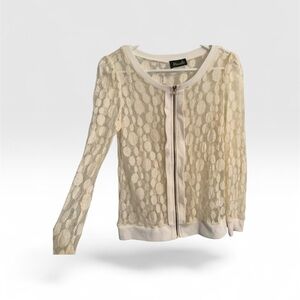 Maude Ivory Lace Zip-Up Top M